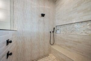 High-end walk-in shower and modern tile design Arizona
