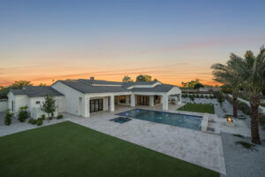 Luxury custom pool and backyard landscape design by Easton Gray Development in Queen Creek Arizona